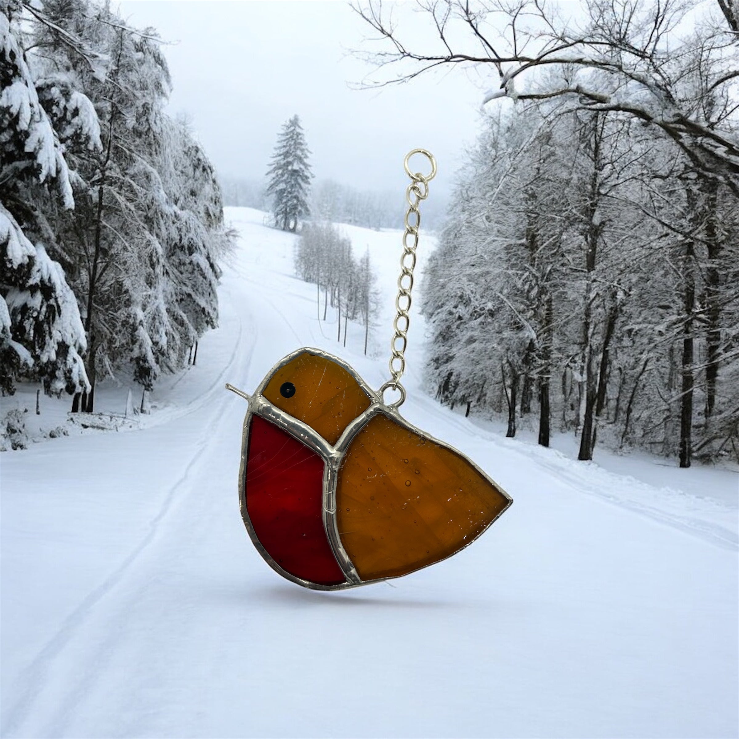 Gift Set - Christmas Spice Wax Melt Bar & Stained Glass Robin